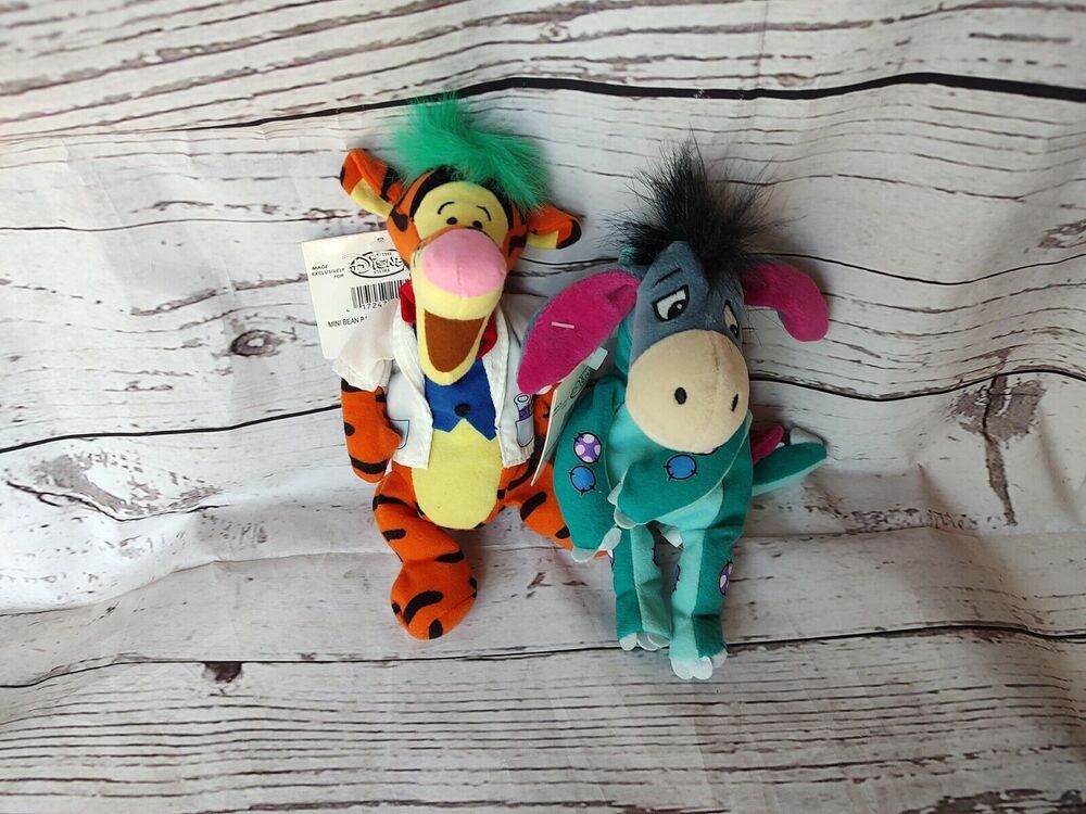 Disney Mini Beanies Plush Dinosaur Eeyore, And Mad Scientist Tigger With Tags